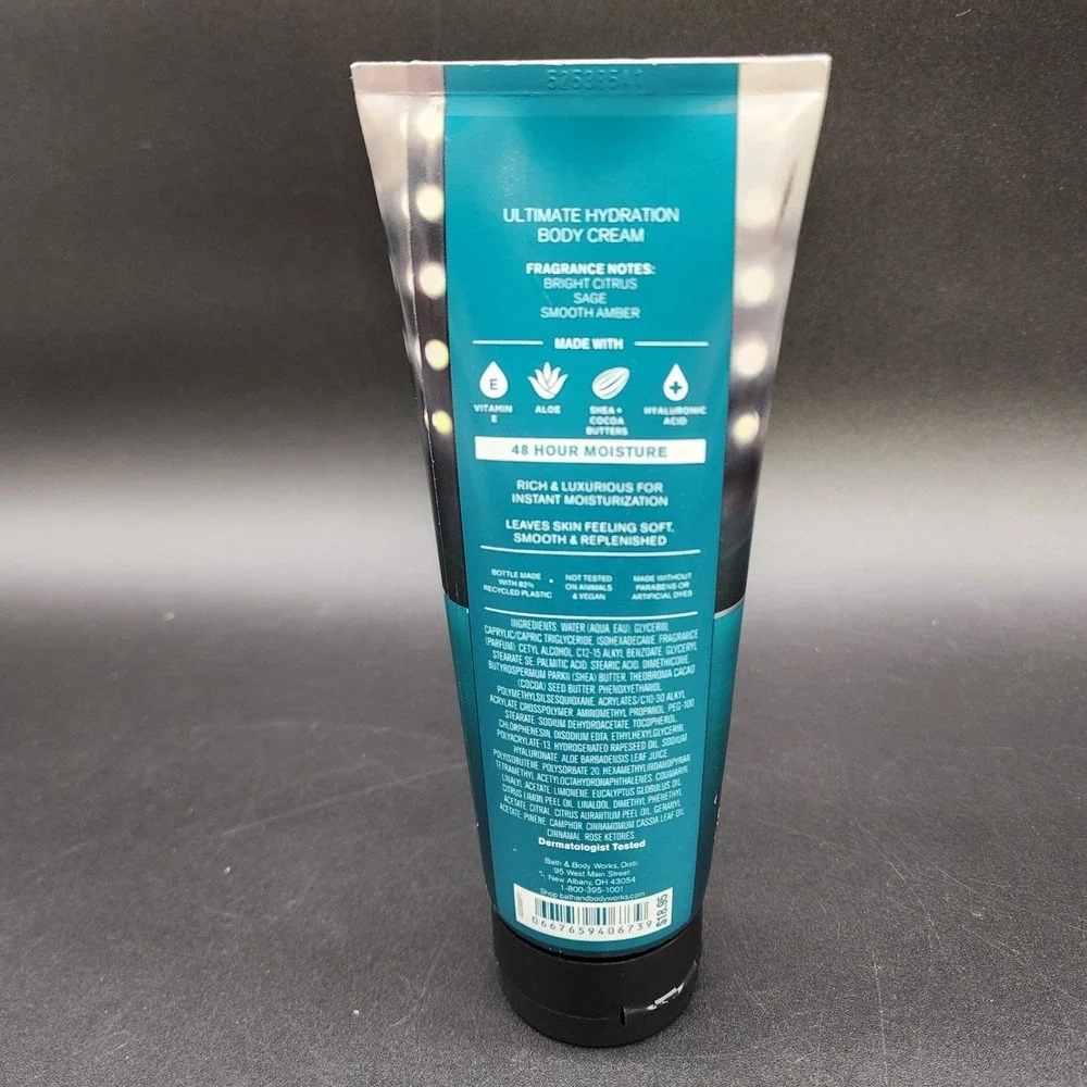Bath Body Works 8oz Football Season Men Body Cream Citrus Sage Amber Moisturizer
